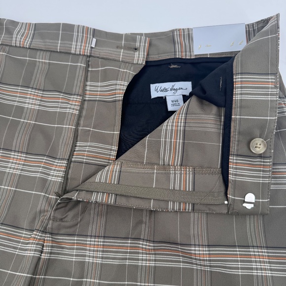 Walter Hagen Shorts Men 40 NEW Brown Plaid Golf Performance Flat Front Stretch - Picture 5 of 12